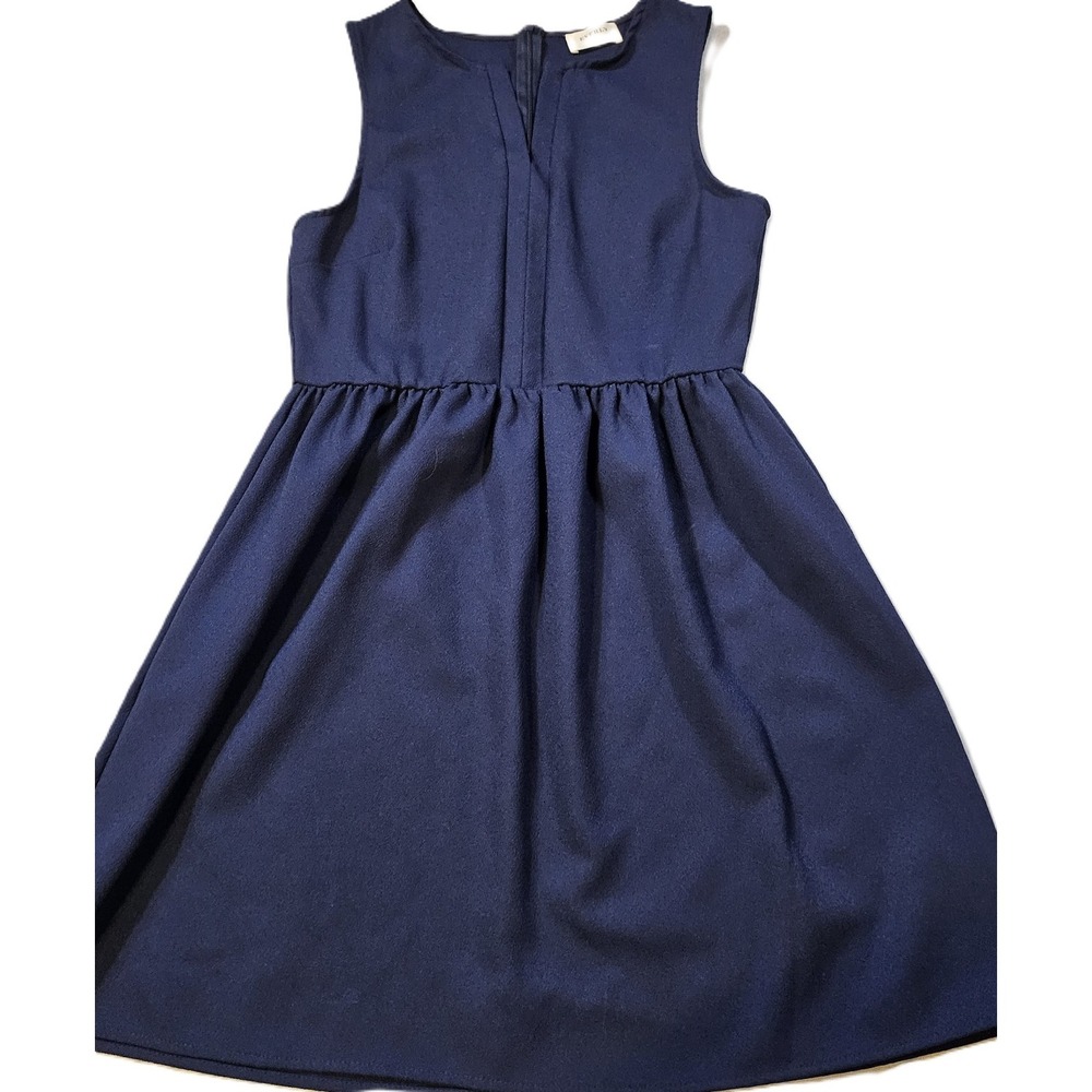 Everly Sleeveless Fit & Flare Dress Navy Blue V-Neck Career Party DR5725 L
